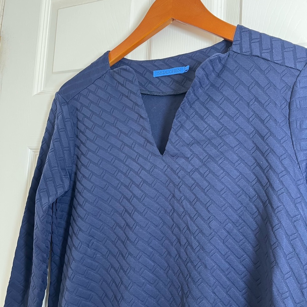 J. McLaughlin Navy Textured Long Sleeve Dress Size XS - Picture 3 of 9